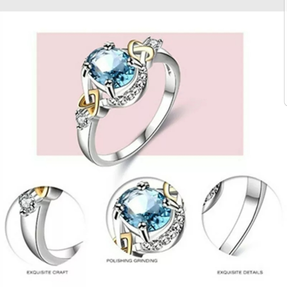 *NEW Luxury Women's blue gemstone silver ri… - Picture 3 of 3